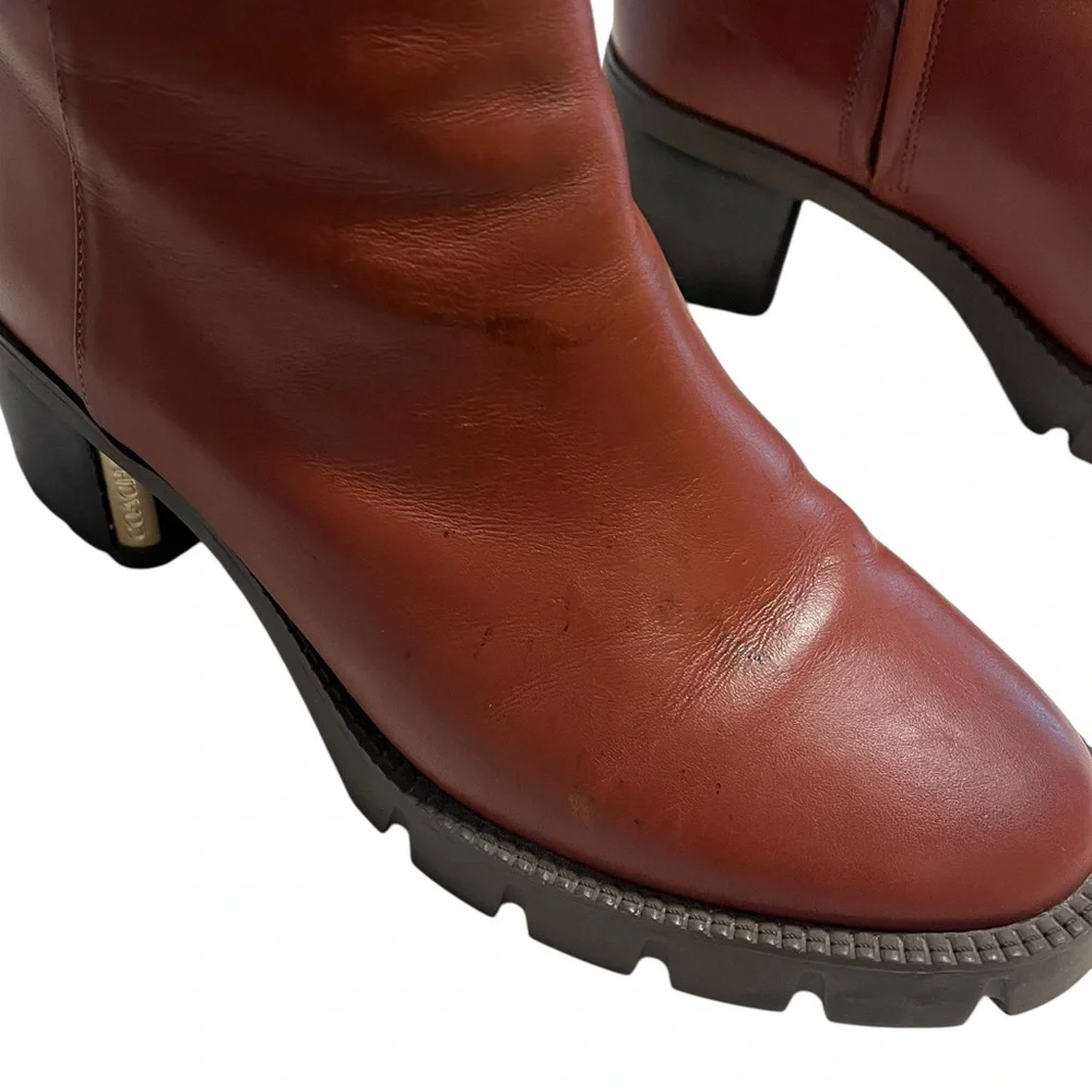 Coach Chrissy Lug Sole Booties Ankle Boots Red Mocha Size 7 - Picture 10 of 12